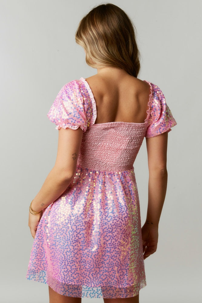 Pink Flower Sequin Mini Dress PinkBlush Pink Flower Sequin Mini Dress PinkBlush