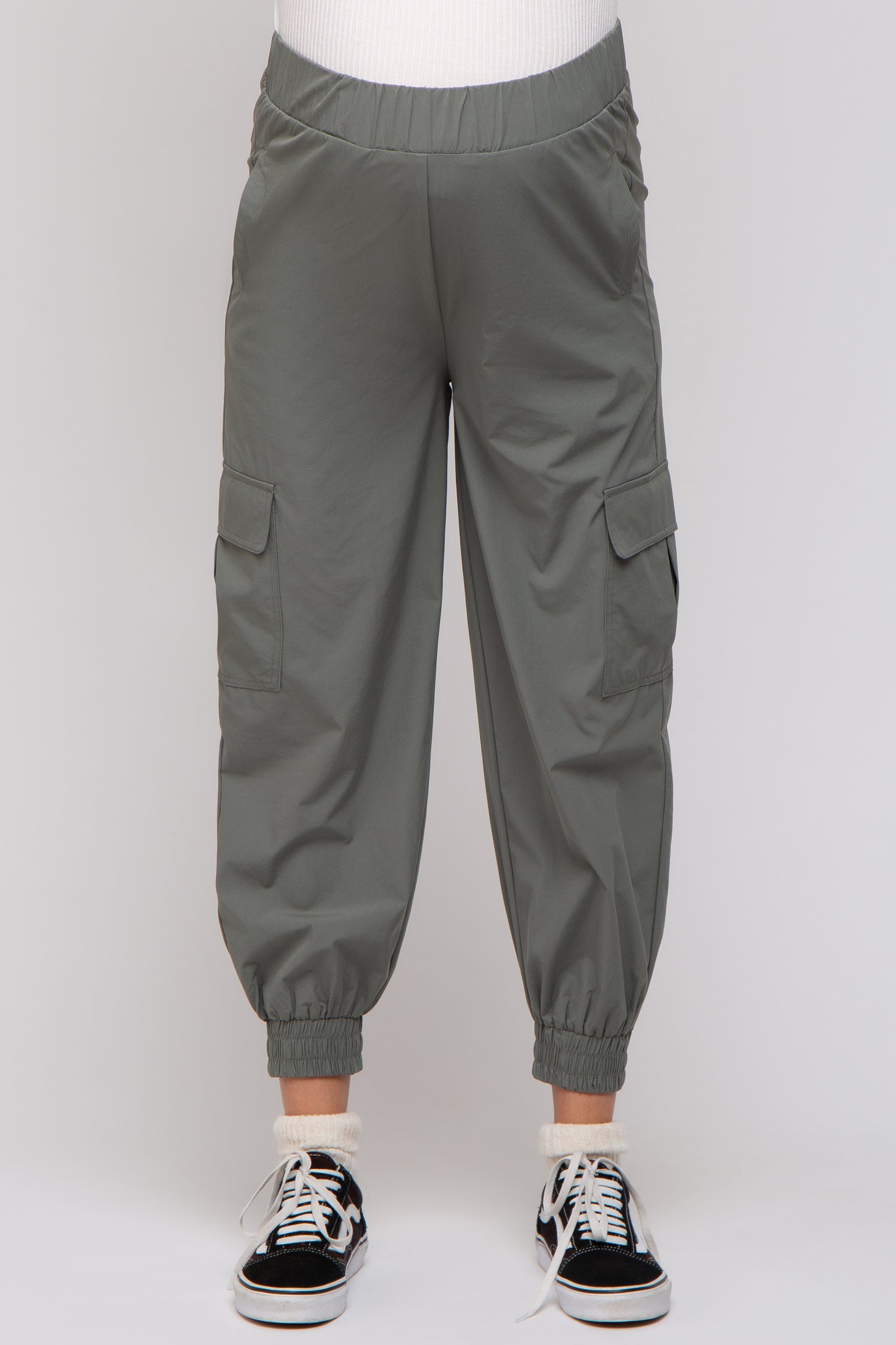 Light Olive Cargo Maternity Joggers