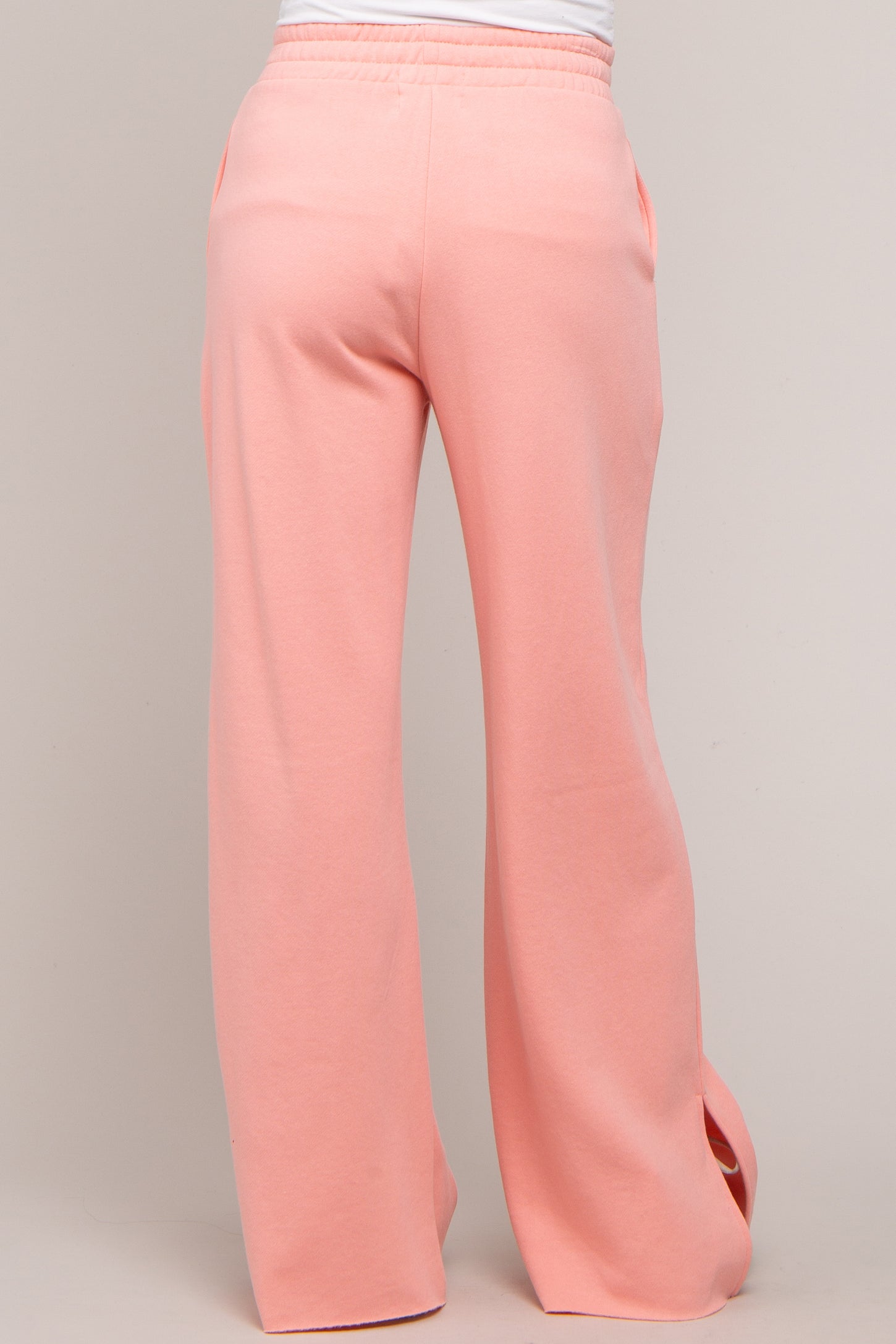 Pink Soft Wide Leg Side Slit Maternity Sweatpants