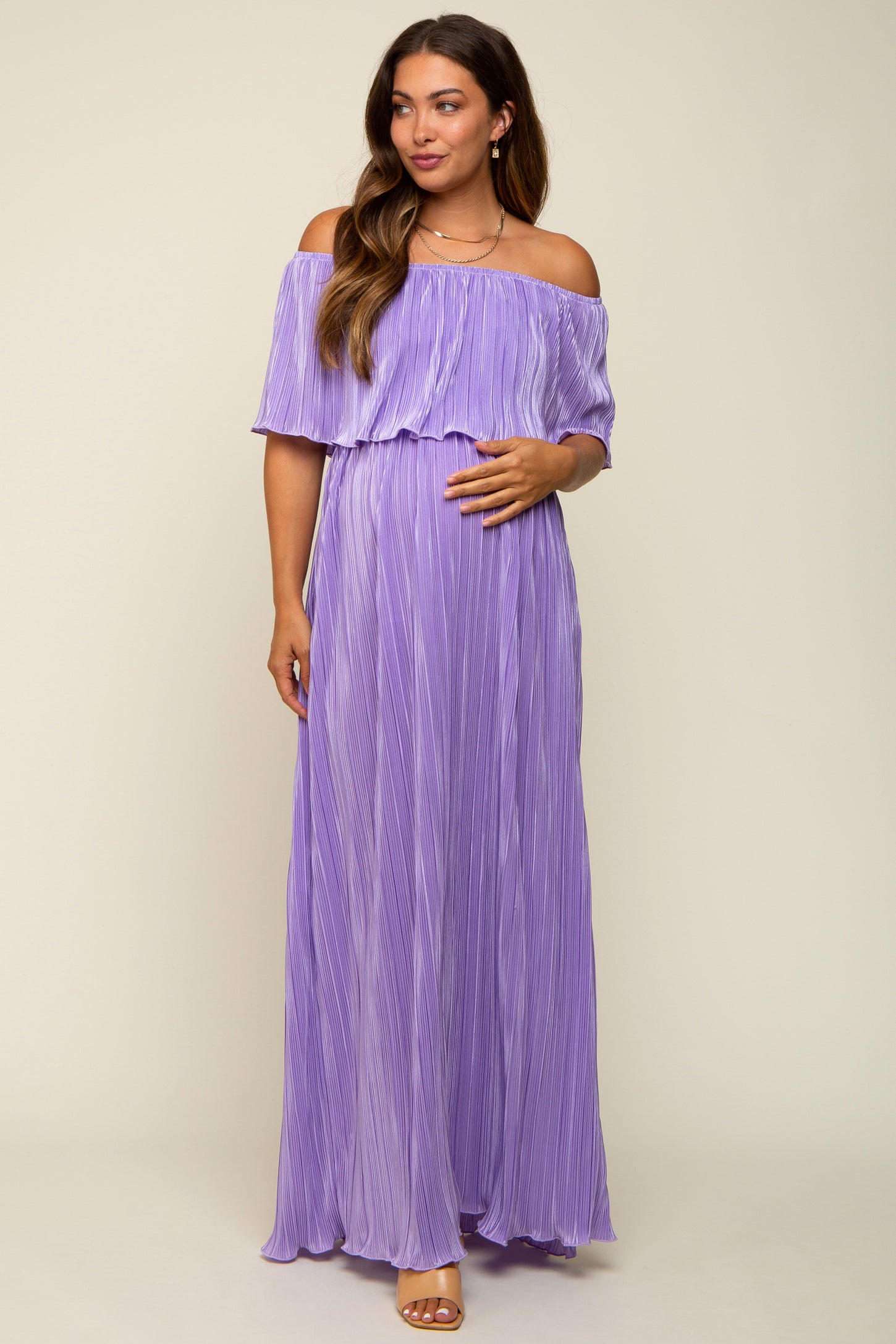 lavender pleated dress Modern Heirloom Lavender Brocade One Shoulder Pleated Midi Dress, Small - The Mint Julep Boutique