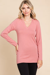 Pink Fitted Long Sleeve Top