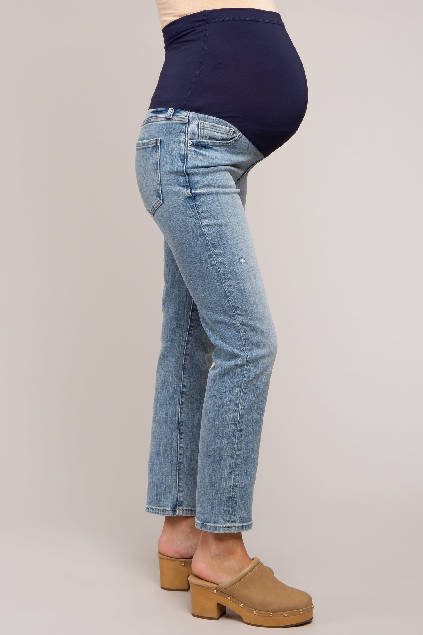 Light Blue Straight Leg Maternity Jeans– PinkBlush
