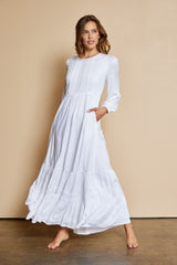 White Embroidered White Dress