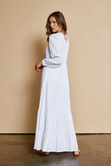 White Embroidered White Dress