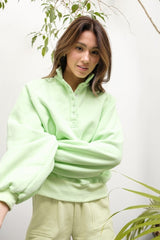 Green Snap Button Collared Sweater