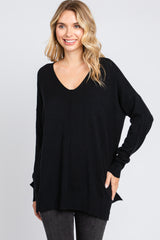 Black Long Sleeve Side Slit Maternity Sweater
