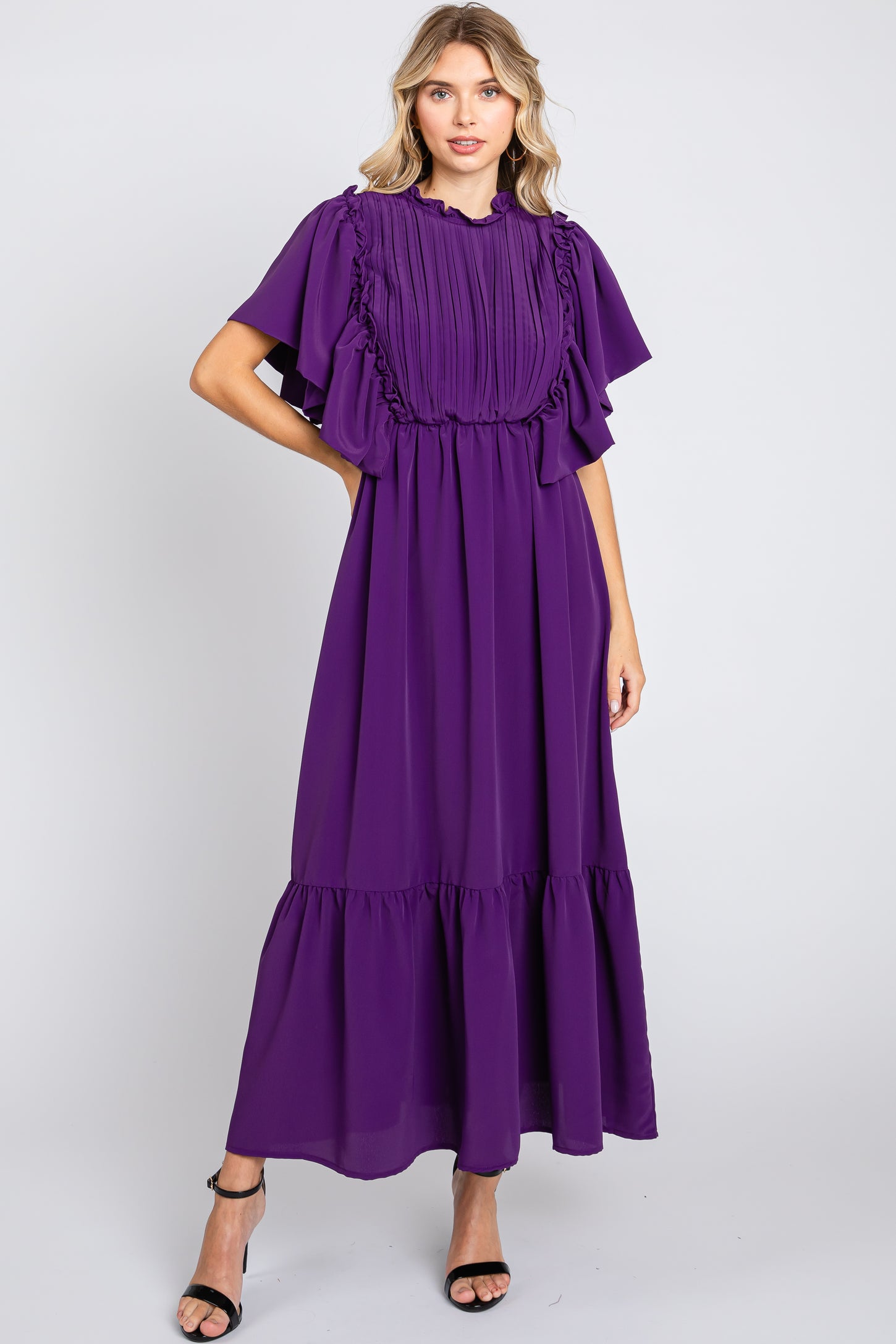 purple maternity maxi dress Momyknows Solid Multi-Way Wrap Convertible Backless Tie Back Wedding High Elasticity Maternity Photoshoot Maxi Dress, Light Purple / S