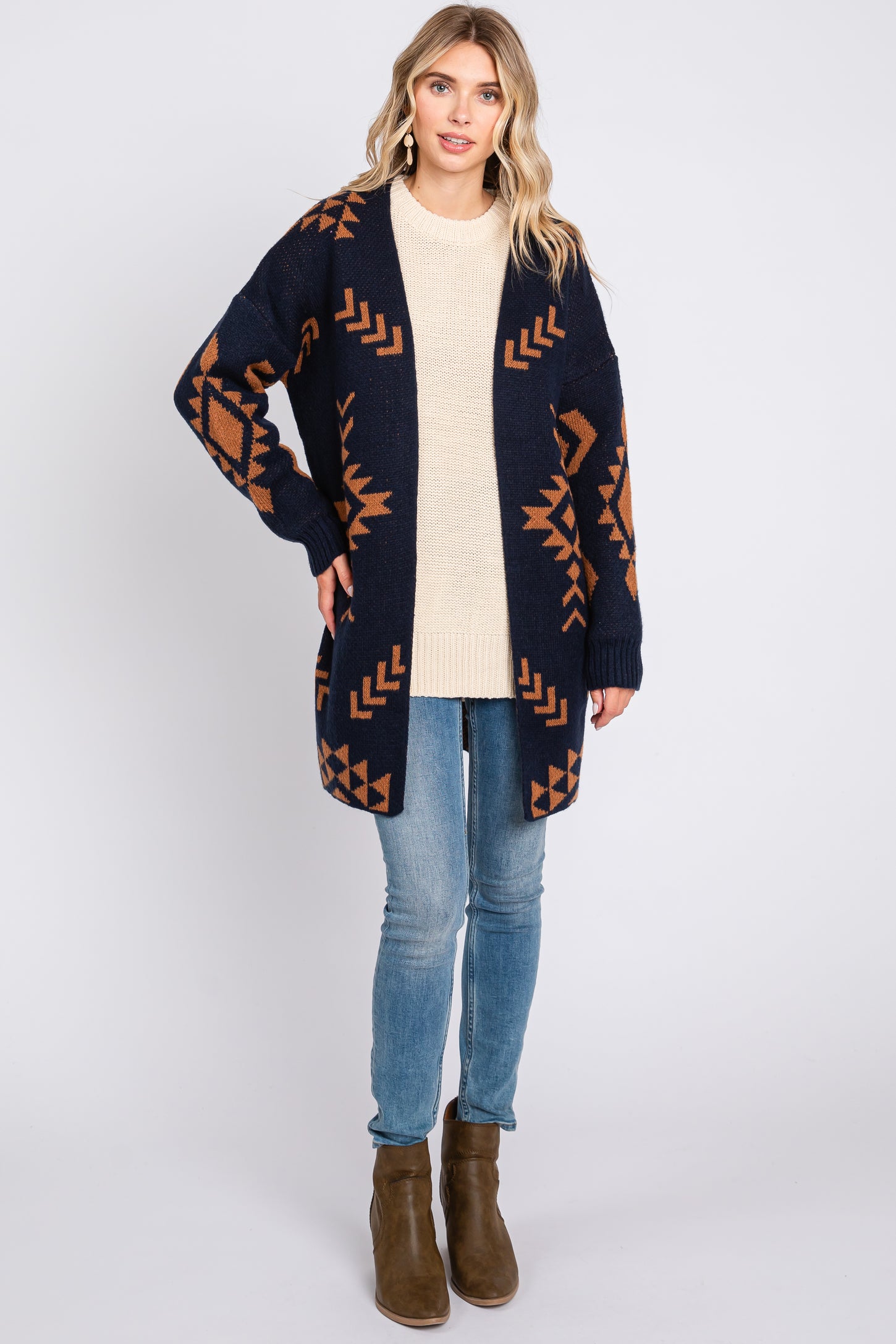 Navy Blue Print Cardigan