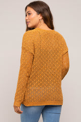 Gold Chenille Open Knit Maternity Sweater