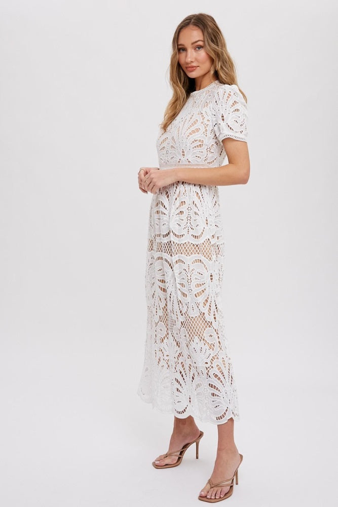 Ivory Crochet Lace Midi Dress Ivory Crochet Lace Midi Dress