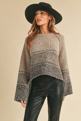 Oat Brown Colorblock Sweater