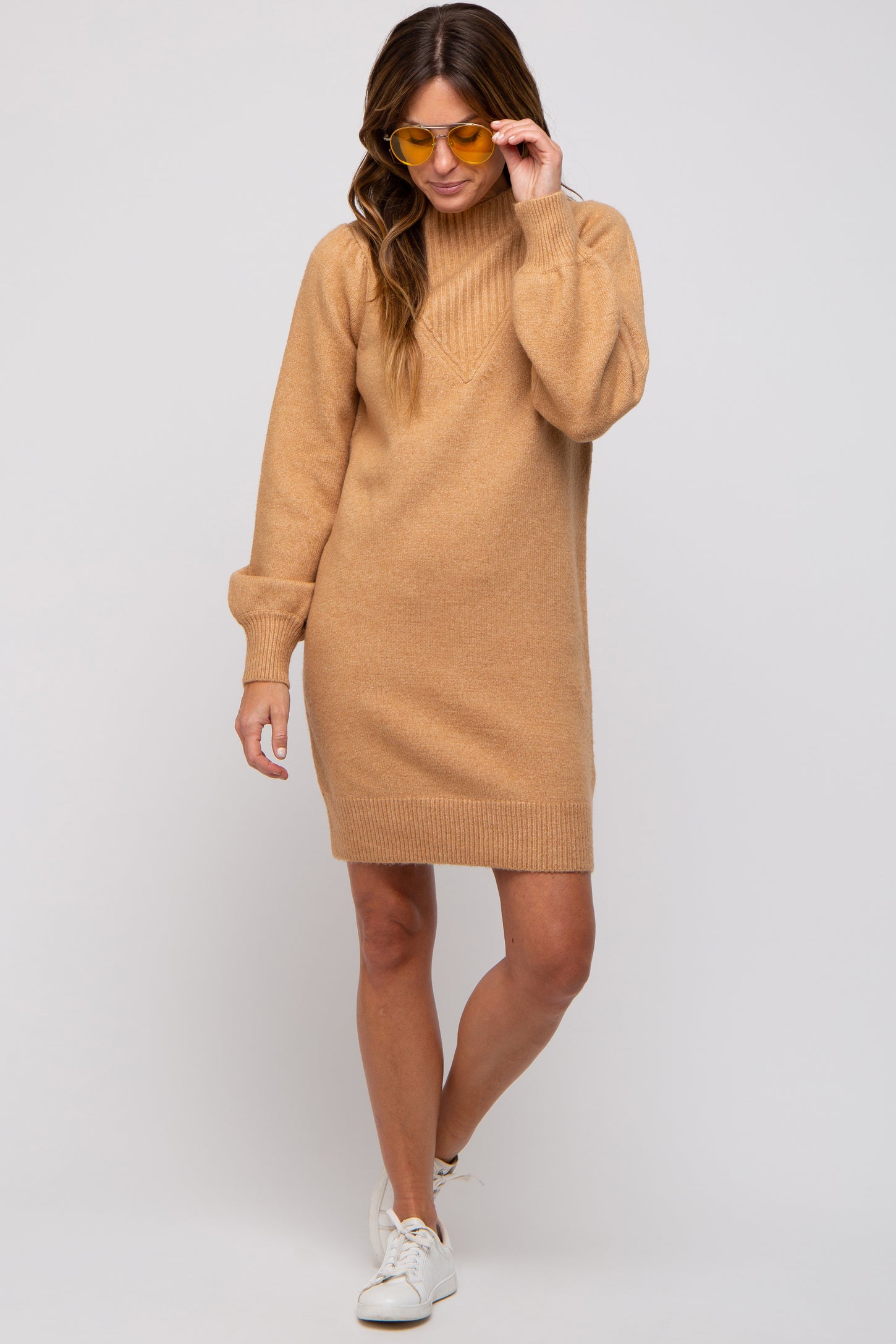Camel Chunky Knit Sweater Dress Camel Chunky Knit Sweater Dress