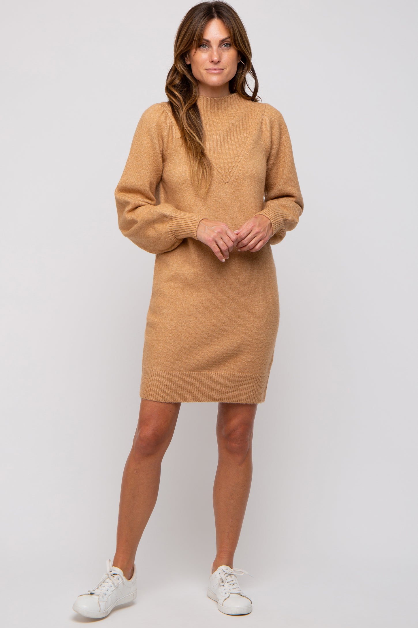 chunky sweater dress Camel Chunky Knit Sweater Dress