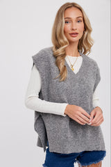 Grey Oversized Knit Vest