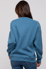 Blue Pullover Maternity Terry Crewneck
