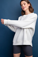 Ivory Pullover Maternity Terry Crewneck