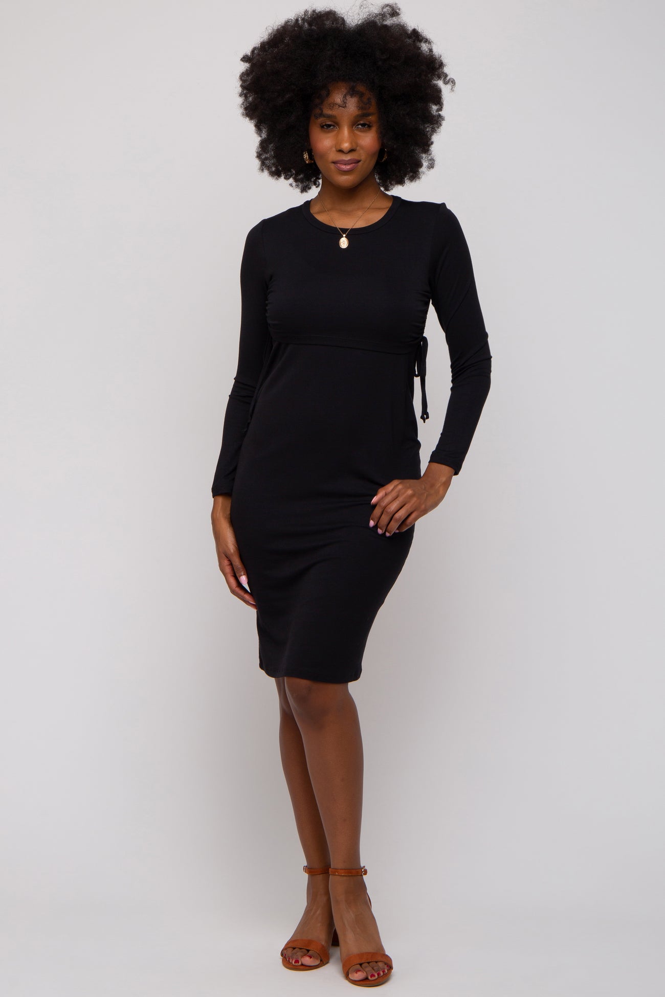 Black Long Sleeve Maternity Nursing Dress โ PinkBlush
