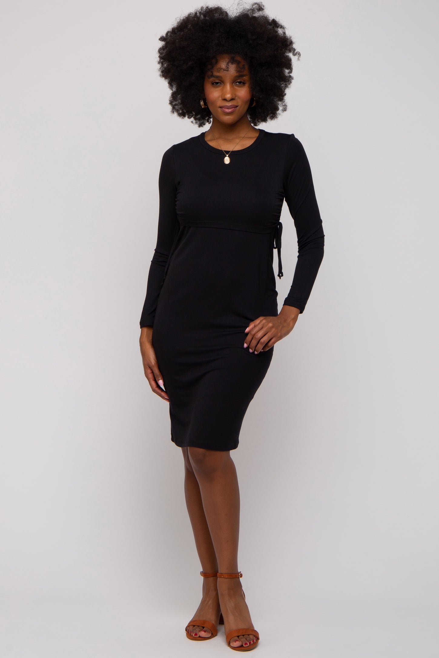Black Long Sleeve Maternity Nursing Dress PinkBlush Black Long Sleeve Maternity Nursing Dress PinkBlush