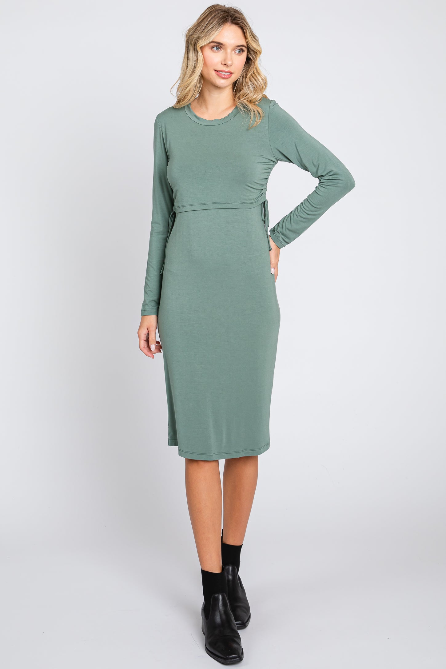 Sage Long Sleeve Nursing Dress PinkBlush Sage Long Sleeve Nursing Dress PinkBlush