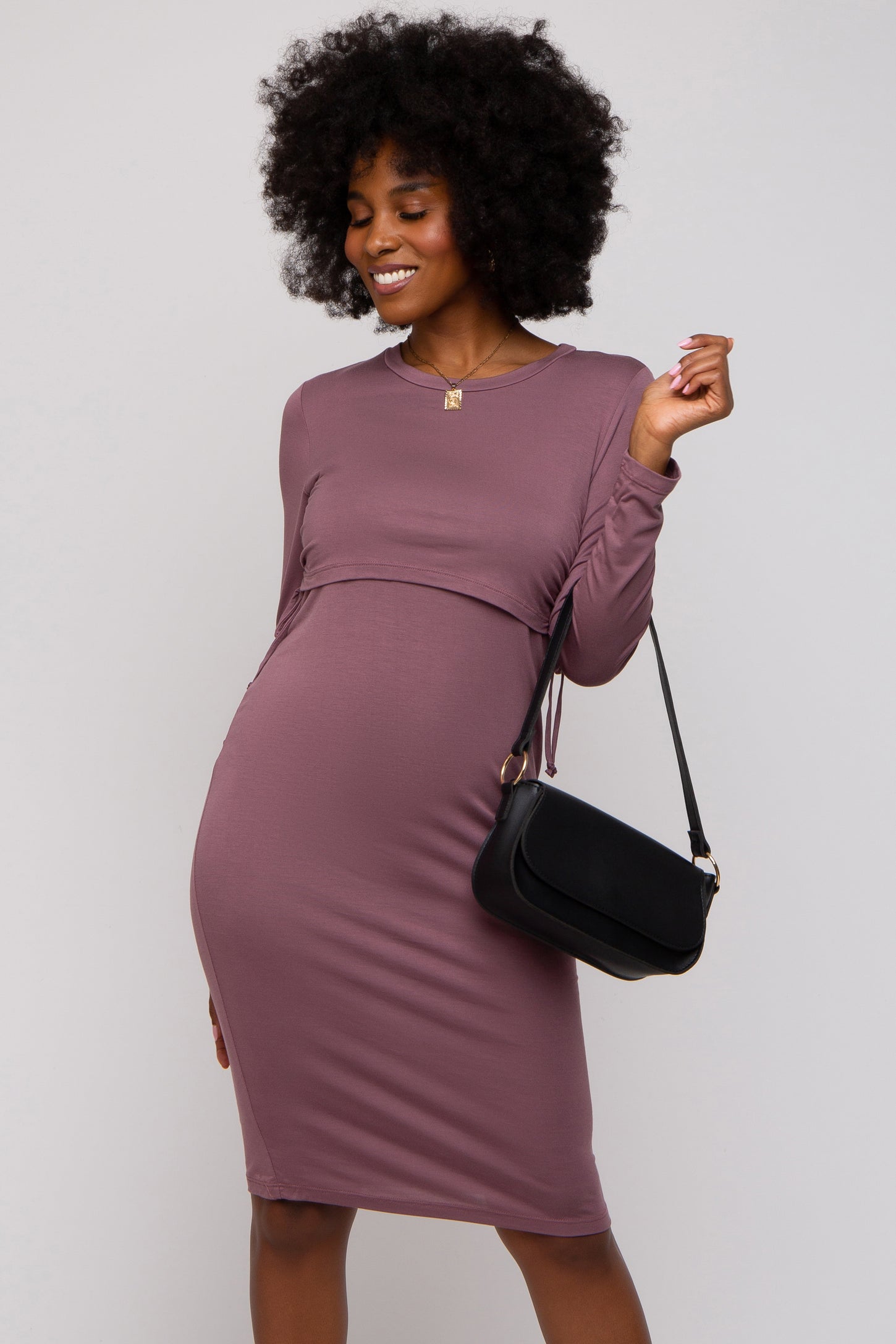 mauve long sleeve dress Velvet Wrap with sleeves: fall and winter special occasion, Christmas, plus size and a striking open keyhole back Mauve Oasis Satin Cut Out
