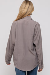 Charcoal Striped Oversized Button Up Maternity Top