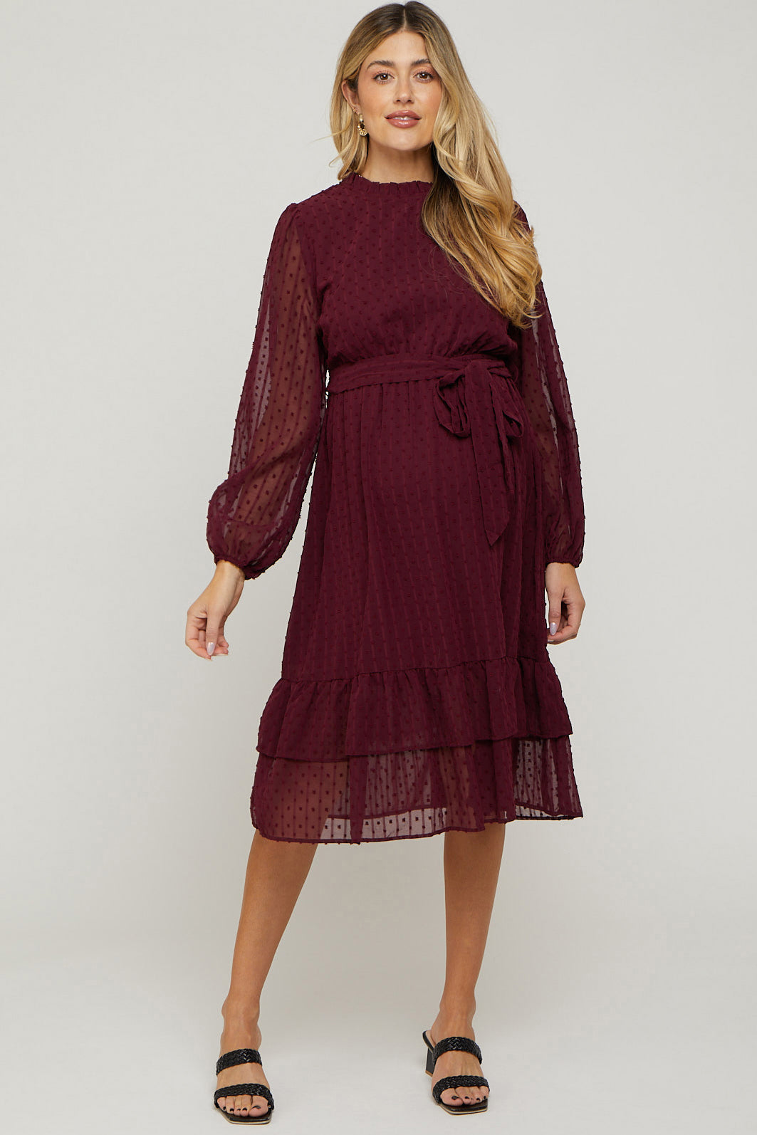 burgundy swiss dot dress Mom & Me