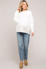 Ivory Bubble Sleeve Maternity Sweater