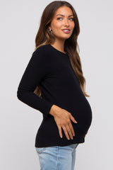 Black Soft Brushed Maternity Long Sleeve Top