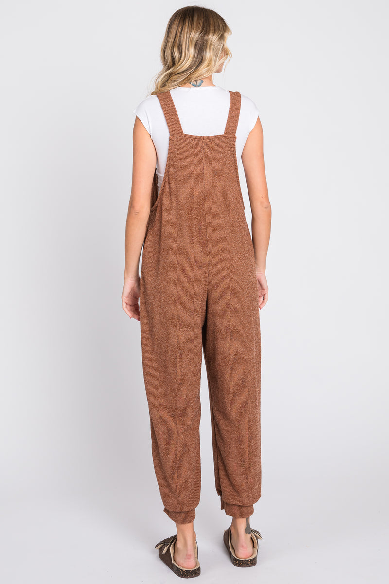 Mocha Front Pocket Knit Overalls – PinkBlush