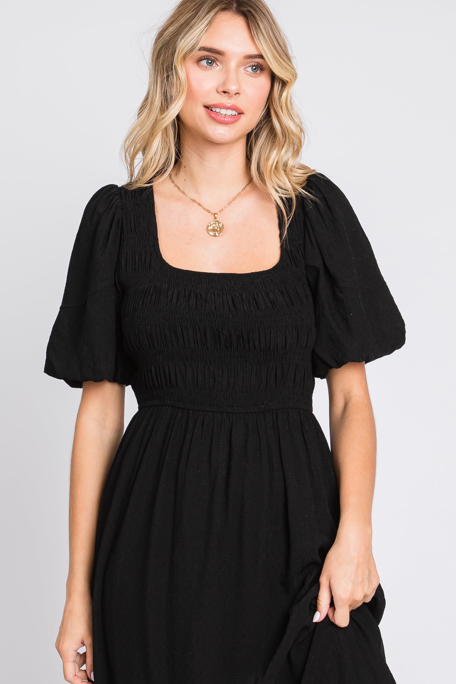 black square neck midi dress Black Square Neck Midi Dress – PinkBlush