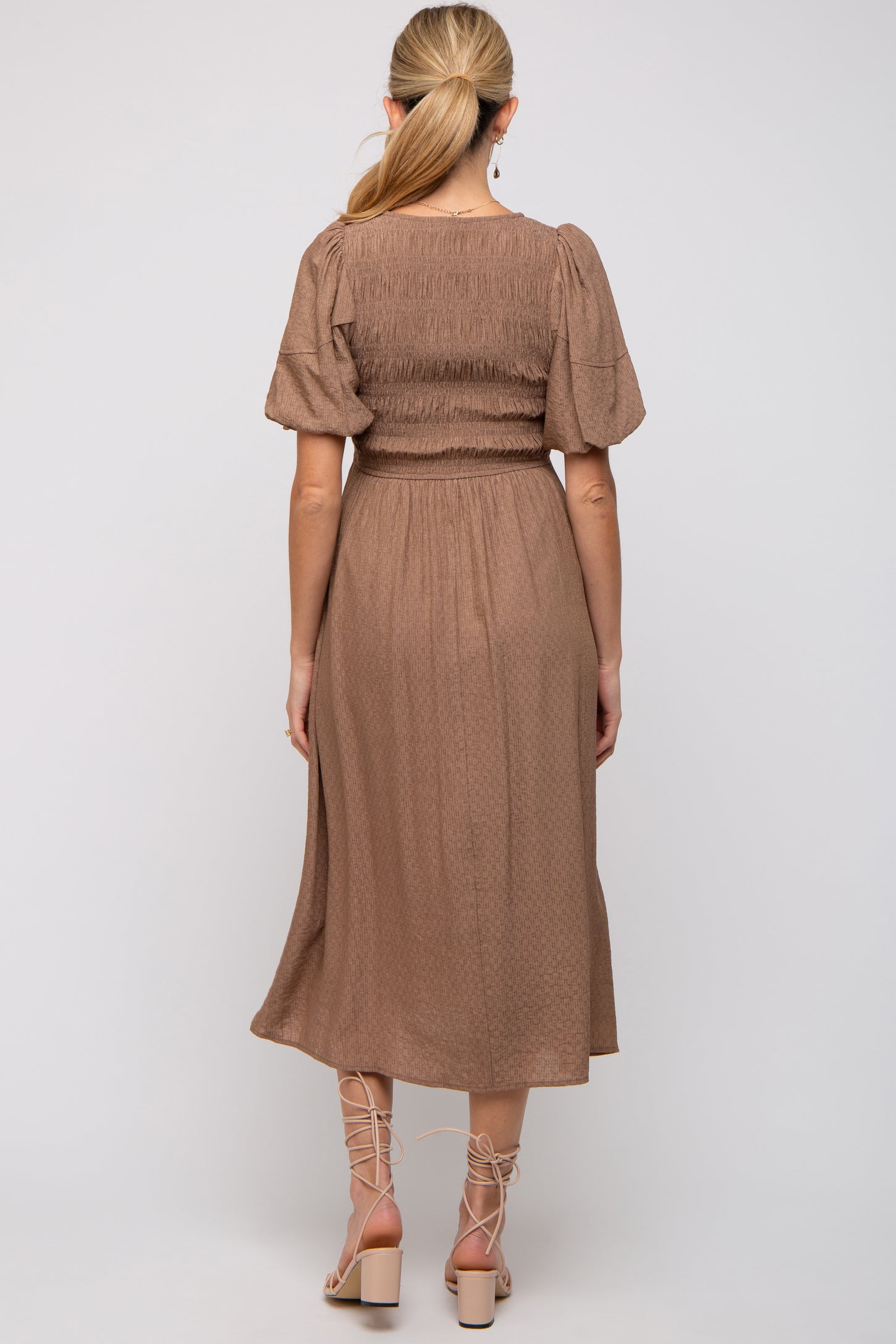 Mocha Square Neck Maternity Midi Dress