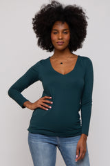 Forest Green V-Neck Long Sleeve Top