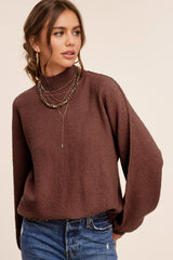 Brown Mock Neck Sweater