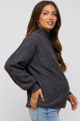 Charcoal Mock Neck Maternity Sweater