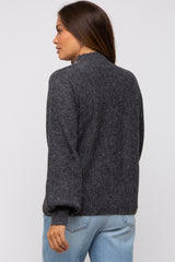Charcoal Mock Neck Maternity Sweater