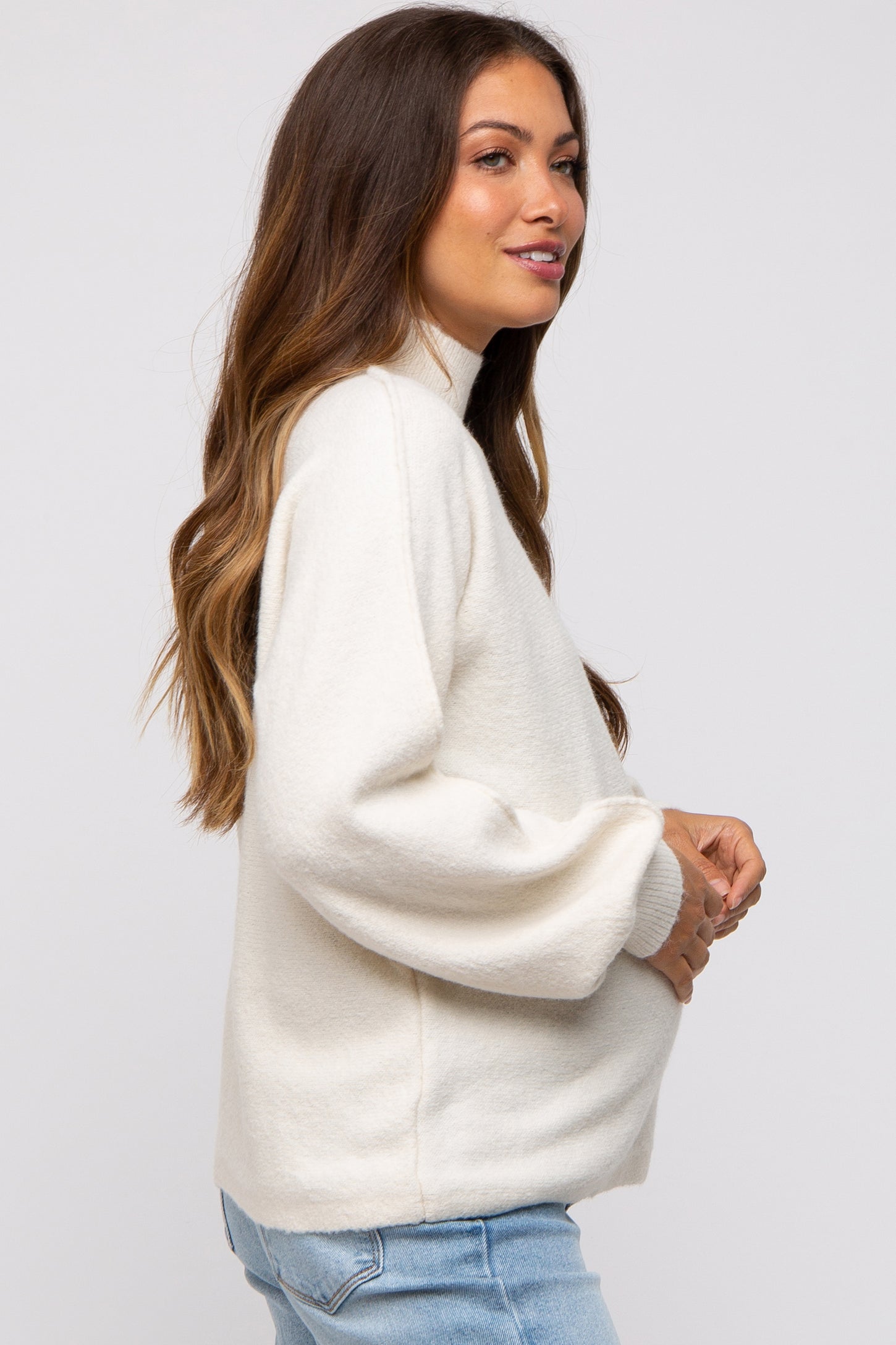 Ivory Mock Neck Maternity Sweater– PinkBlush