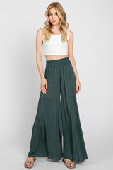 Hunter Green Woven Tiered Pants
