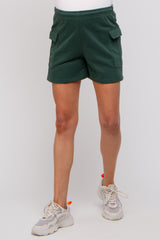 Forest Green Side Pocket Maternity Drawstring Sweat Shorts