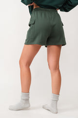 Forest Green Side Pocket Drawstring Sweat Shorts