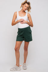 Forest Green Side Pocket Maternity Drawstring Sweat Shorts