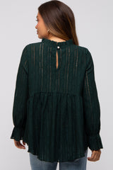 Forest Green Lace Ruffled Neck Maternity Top