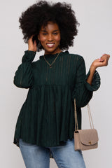 Forest Green Lace Ruffled Neck Top