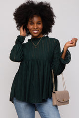Forest Green Lace Ruffled Neck Maternity Top