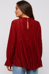 Red Lace Ruffled Neck Maternity Top