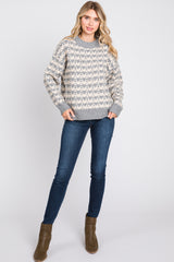 Grey Striped Open Knit Sweater
