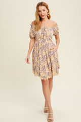 Taupe Floral Printed Woven Mini Dress