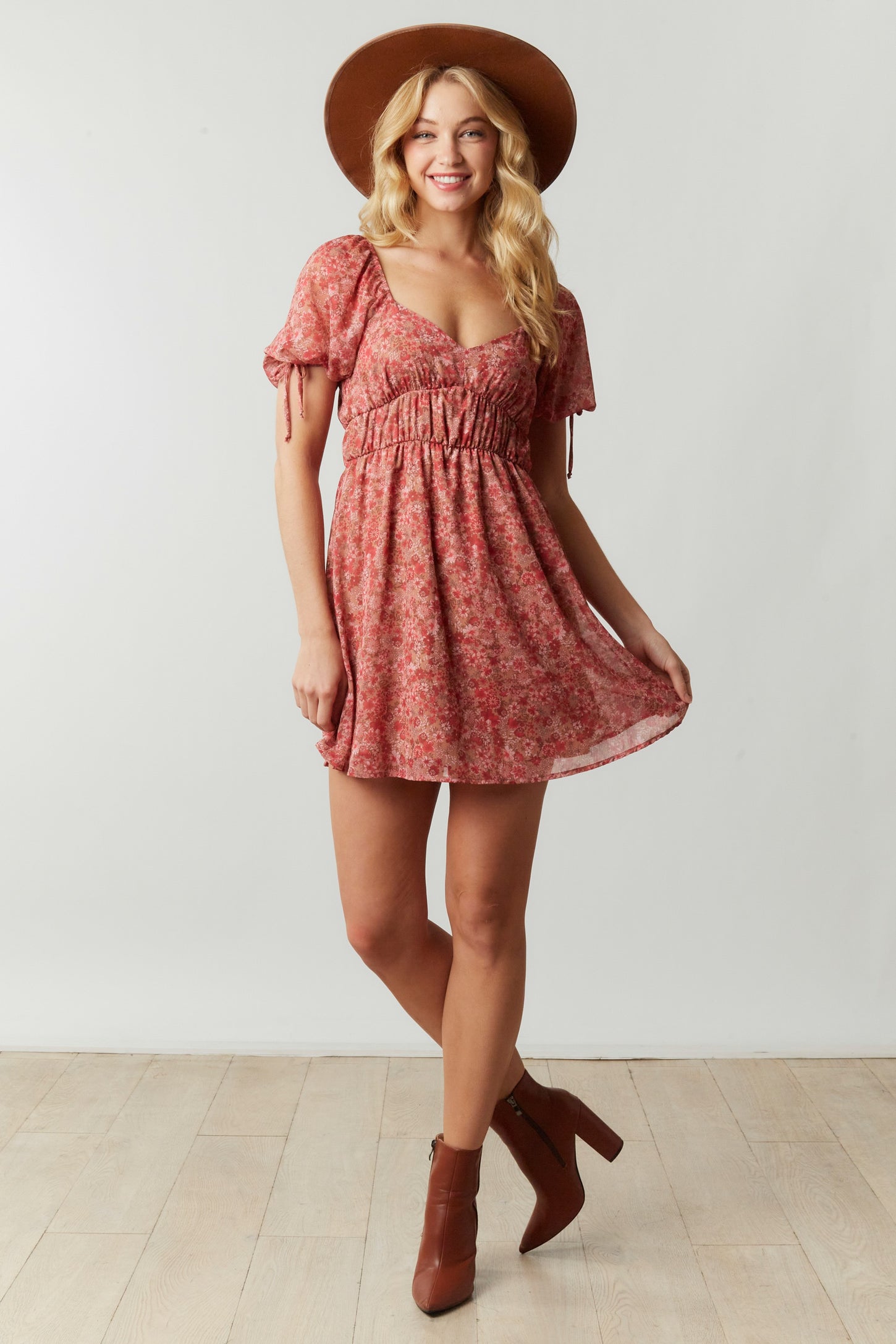pink blush red dress Red Off Shoulder Ruched Midi Dress