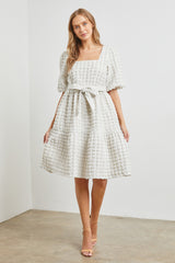 Cream Texture Woven Dress