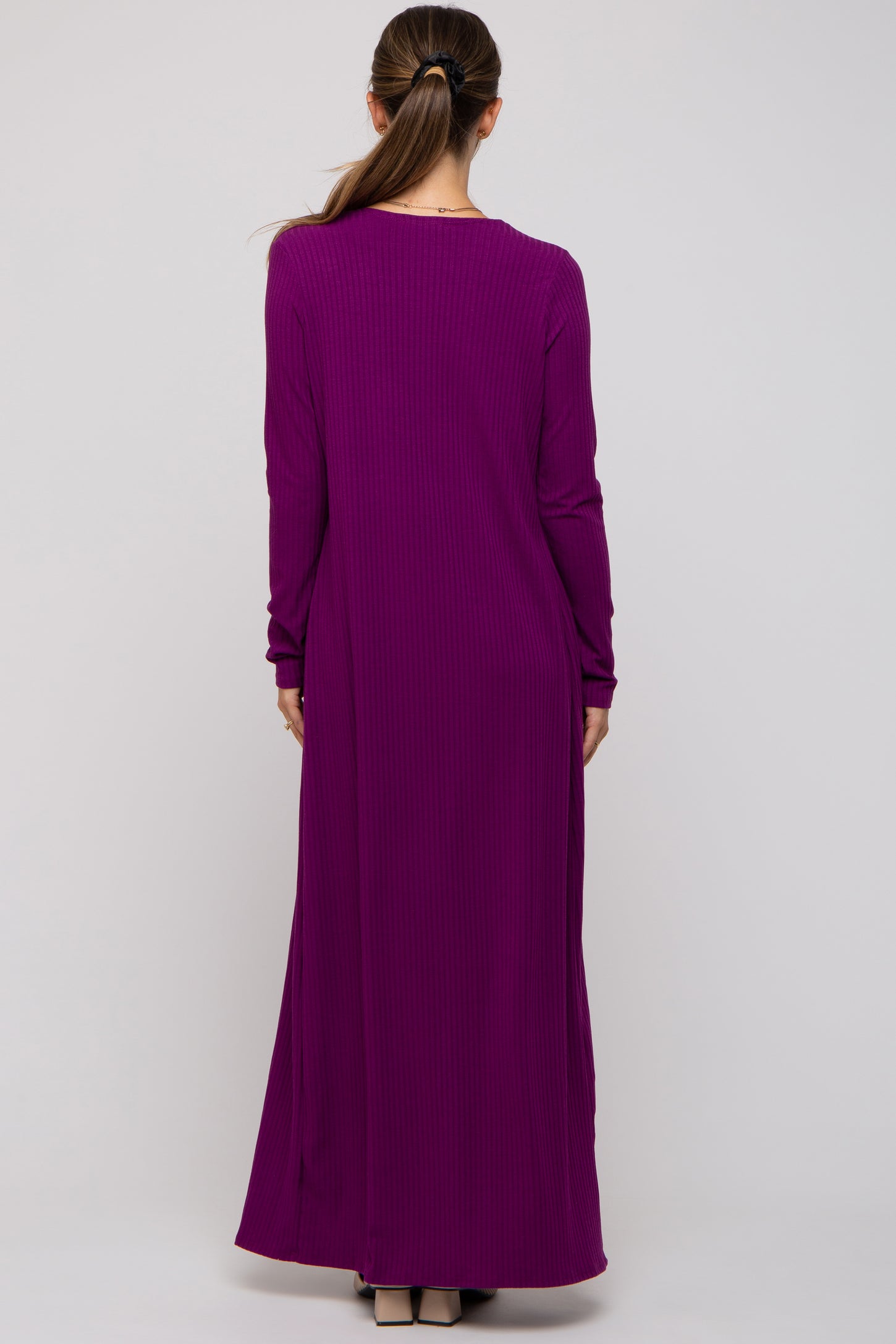 Magenta Ribbed Sleeveless Dress Cardigan Maternity Set PinkBlush