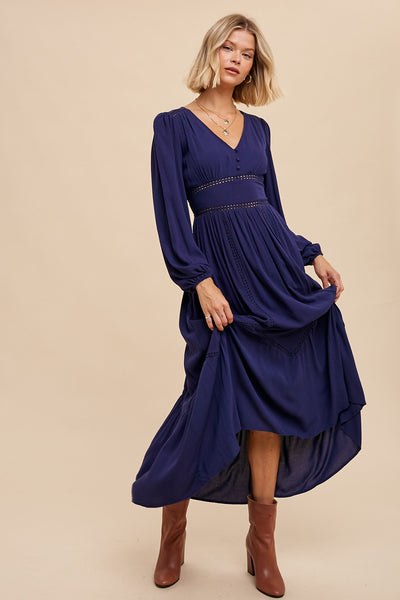 Midnight Lace Inset Maxi Dress  PinkBlush